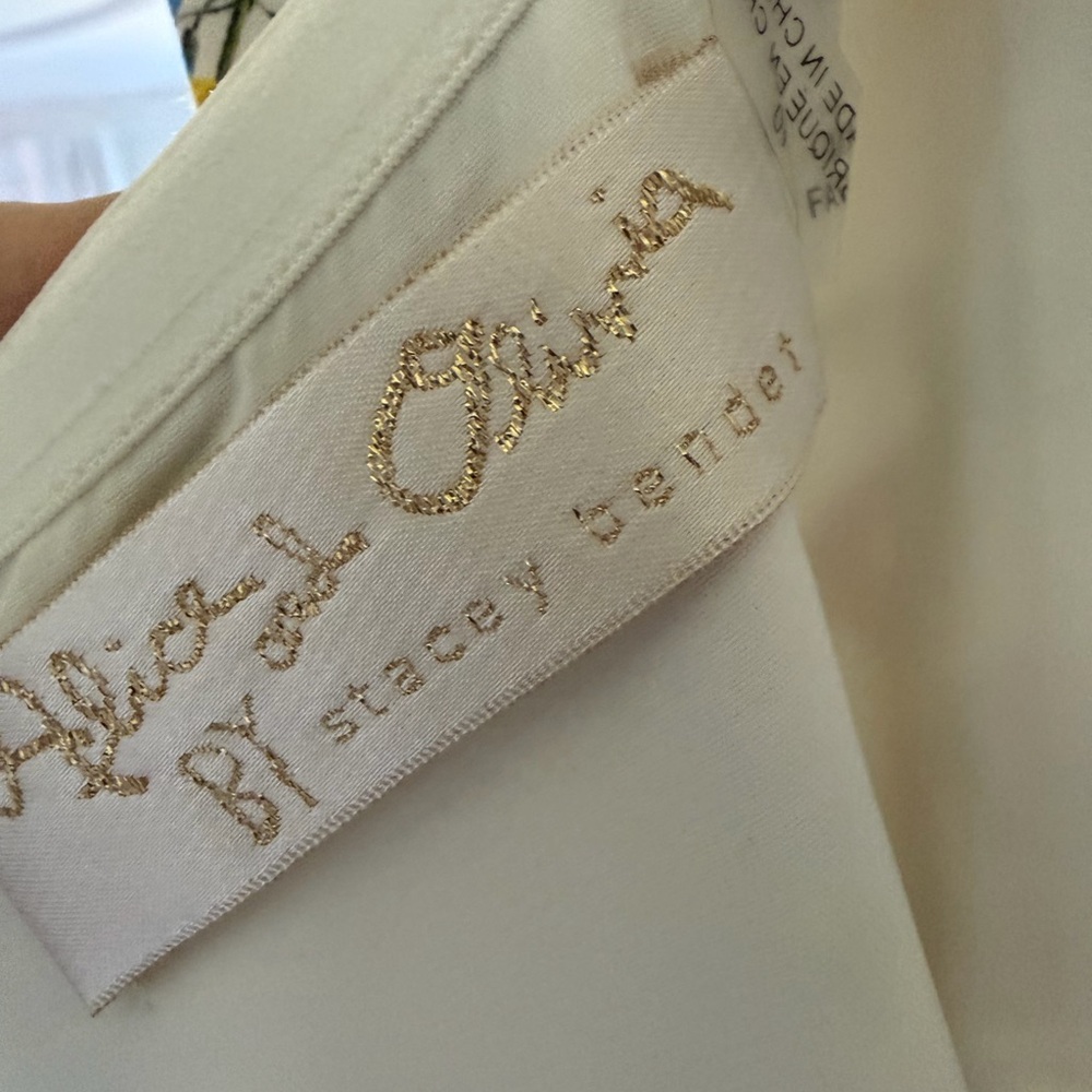 Alice + Olivia Floral Border Cream Circle Dress with Multicolor Trim - Picture 3 of 6